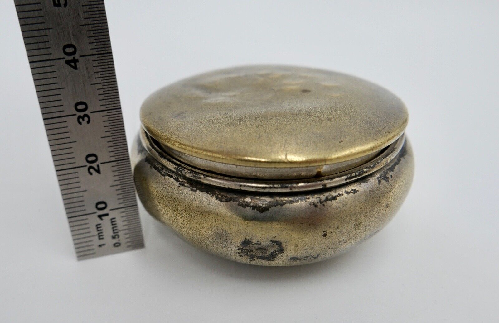 antike kleine Pillendose Deckeldose Tabatiere vergoldet um 1900 - Antikhandel-Stuttgart