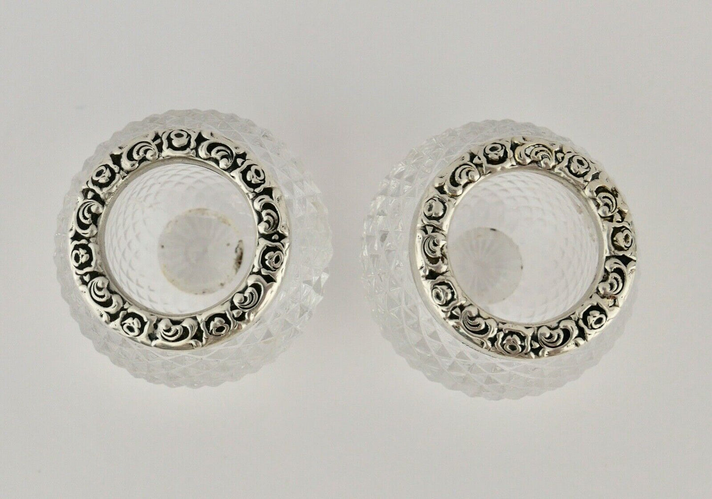 2x Kerzenhalter Gebr. Kühn Ø 4,5 cm Kristall mit 925 Silbermontur - Antikhandel-Stuttgart