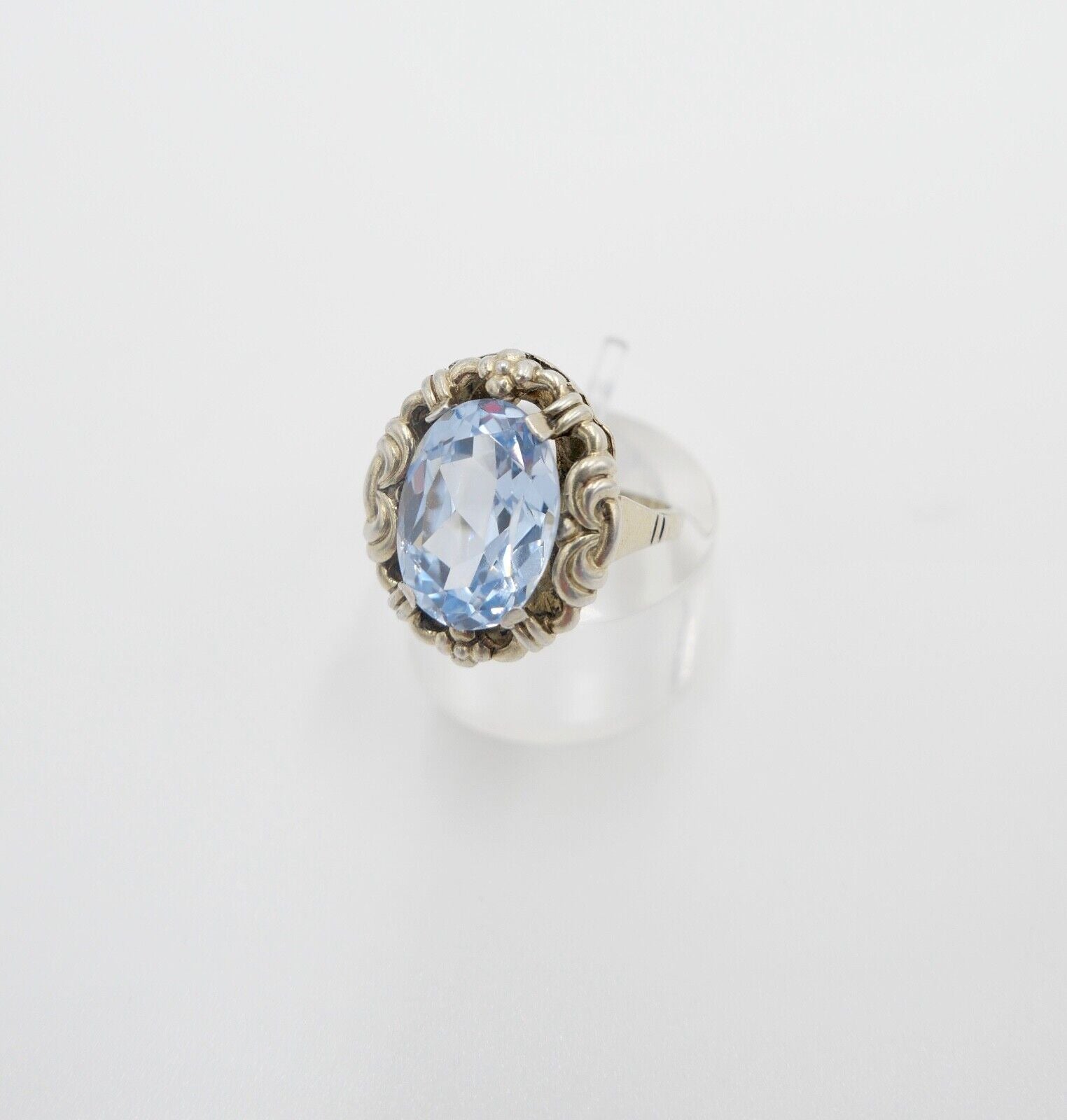 JUGENDSTIL Damenring 935 Silber vergoldet Gr. 54 synthetischer Spinell - Antikhandel-Stuttgart