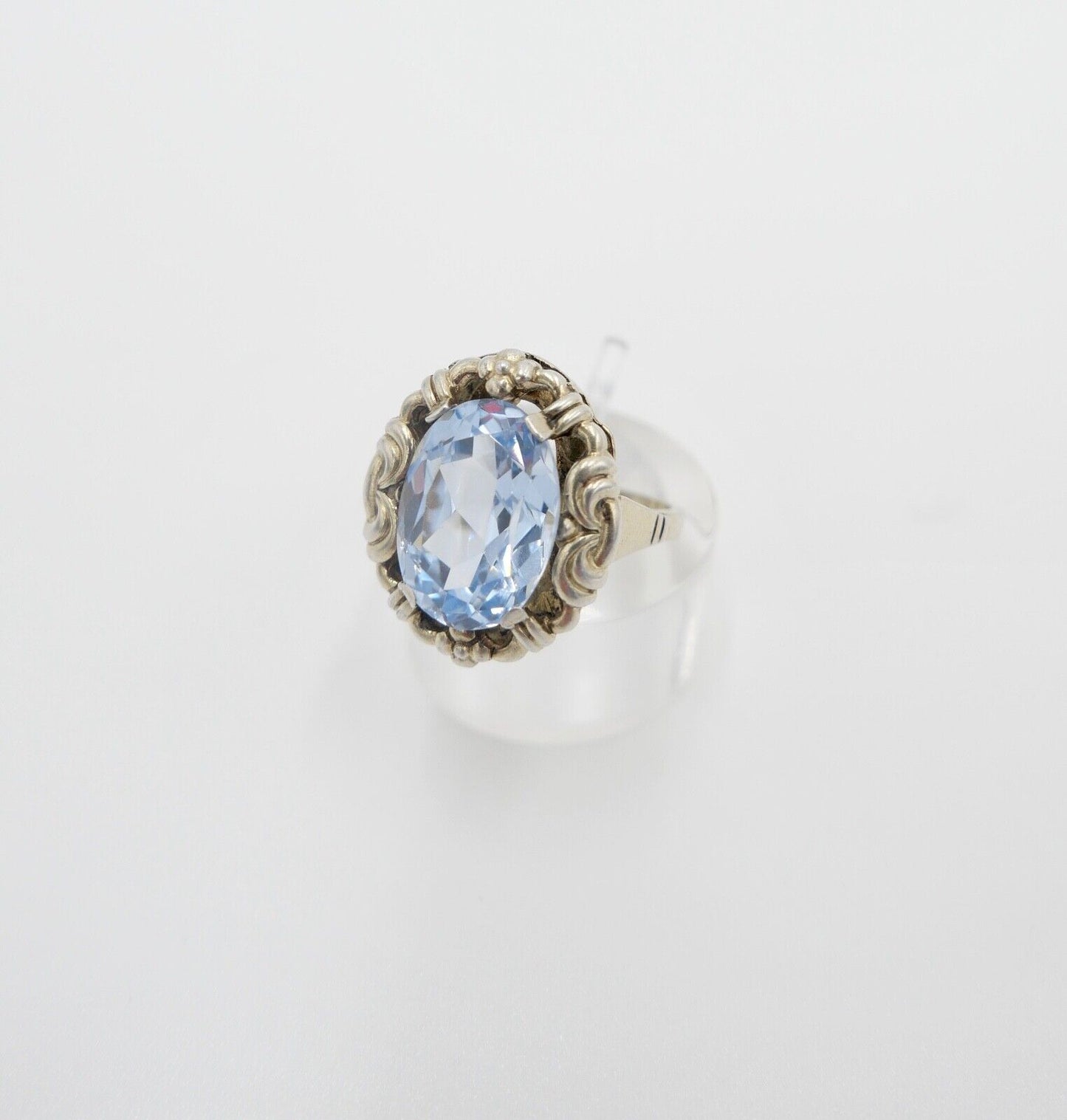 JUGENDSTIL Damenring 935 Silber vergoldet Gr. 54 synthetischer Spinell - Antikhandel-Stuttgart