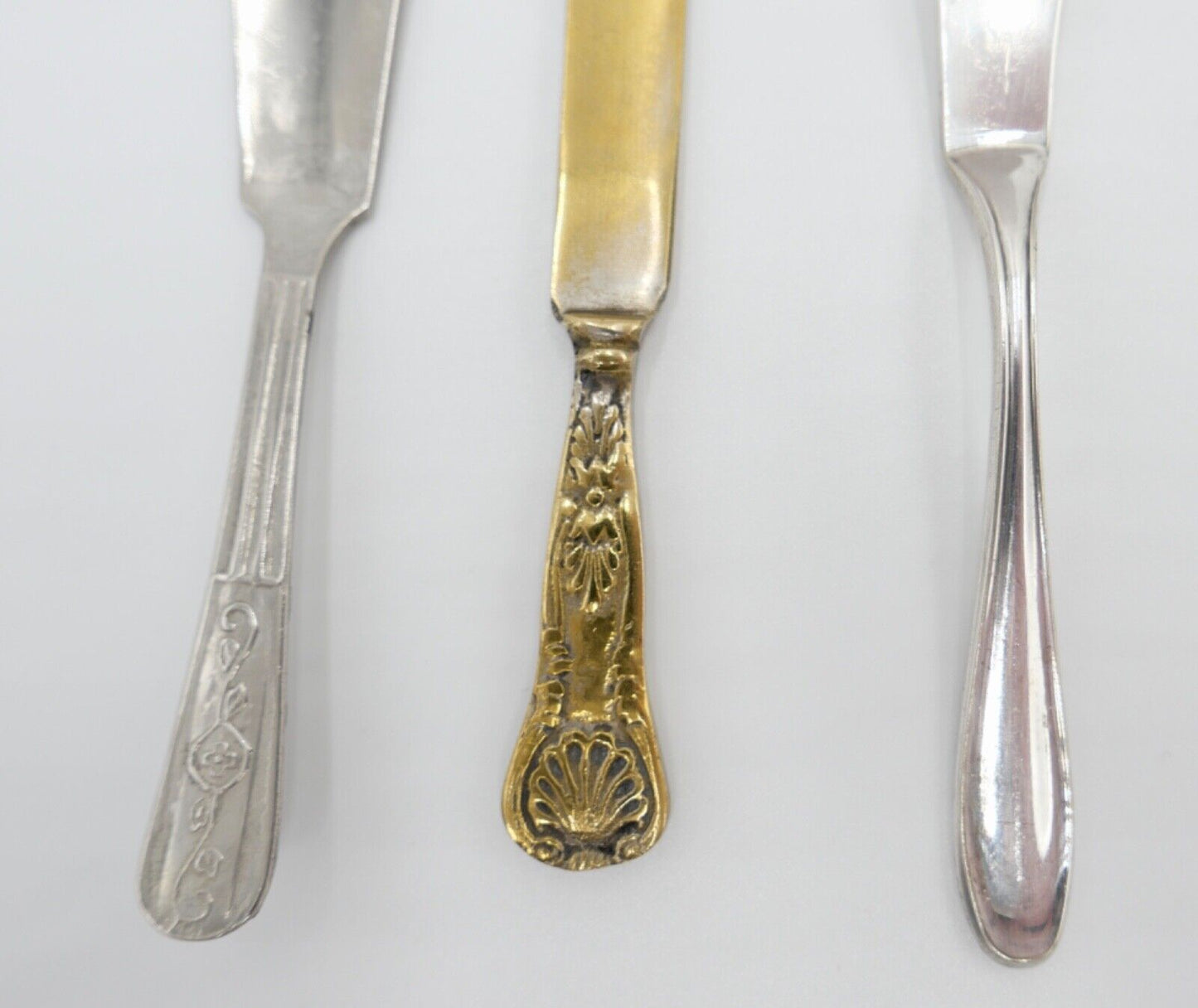 3 Tlg. vergoldet / versilbert Kinderbesteck Messer Fischbesteck alt antik - Antikhandel-Stuttgart