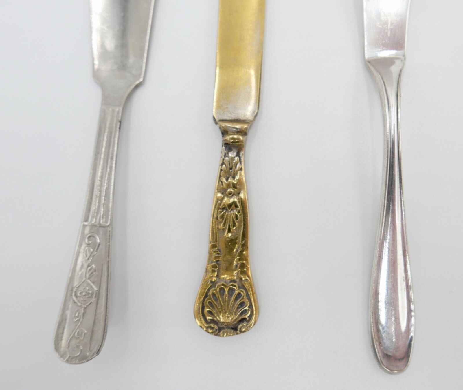 3 Tlg. vergoldet / versilbert Kinderbesteck Messer Fischbesteck alt antik - Antikhandel-Stuttgart