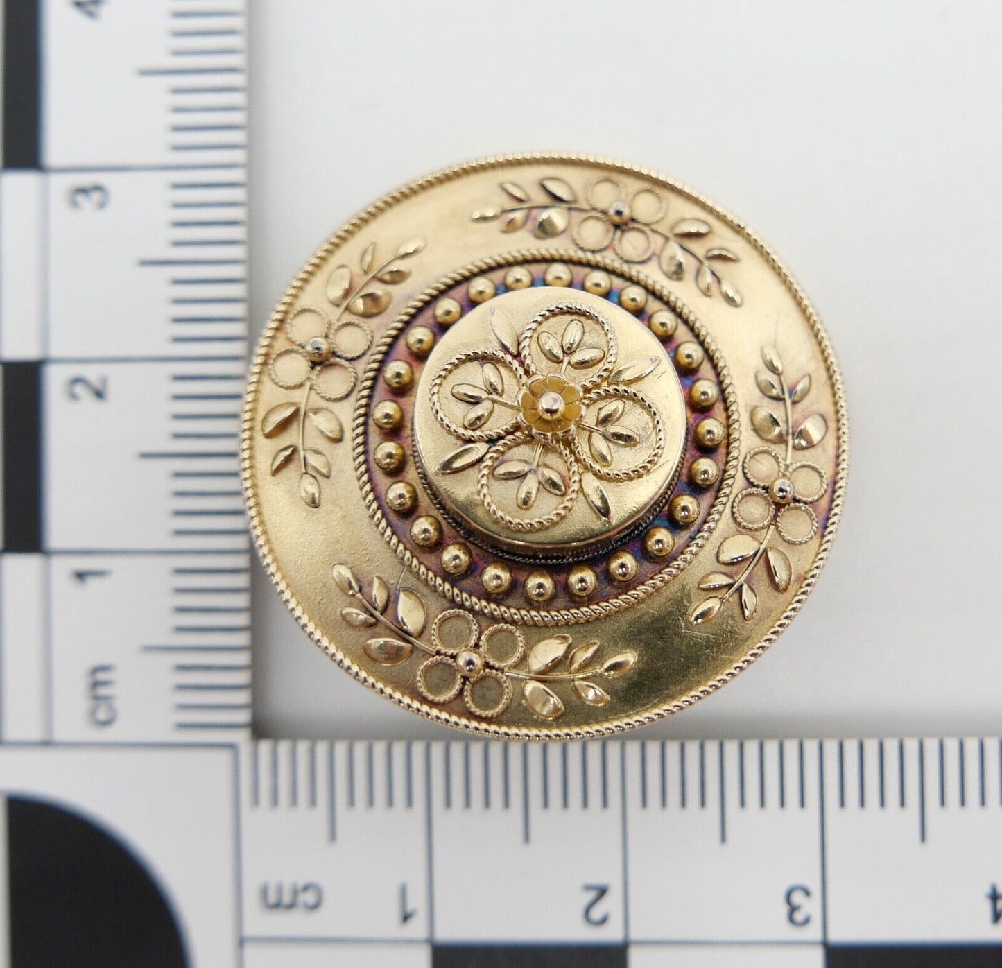 Alte Brosche 15Ct Gelb Gold JUGENDSTIL Motiv Floral & Granulation Arbeit - Antikhandel-Stuttgart