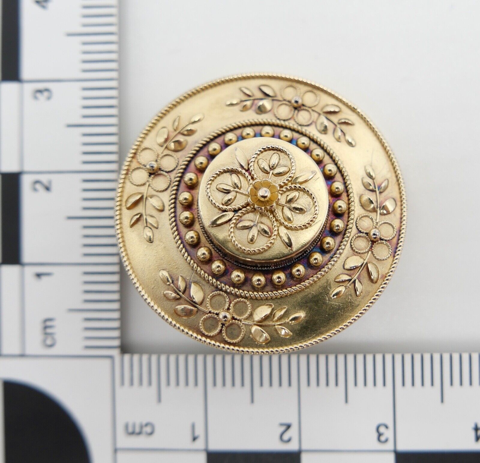 Alte Brosche 15Ct Gelb Gold JUGENDSTIL Motiv Floral & Granulation Arbeit - Antikhandel-Stuttgart