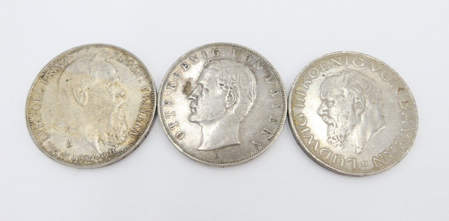 3x 3 Mark ss - stg Bayern Otto - Luitpold - Ludwig Jäger J.47 + J.49 + J.52 - Antikhandel-Stuttgart