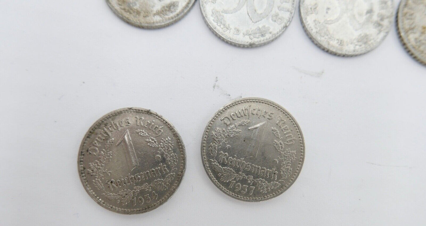Reichsmark Drittes Reich J.354 1 Mark 2, 10, 5, 50, 1 Pfennig J.362 J.370 - Antikhandel-Stuttgart