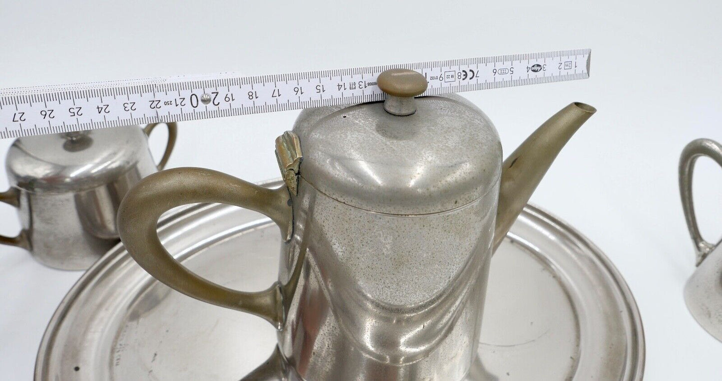 Jugendstil um 1900 Kaffee Tee Service FLEITMANN & WITTE 10/10% Chrom Nickel FW&J - Antikhandel-Stuttgart