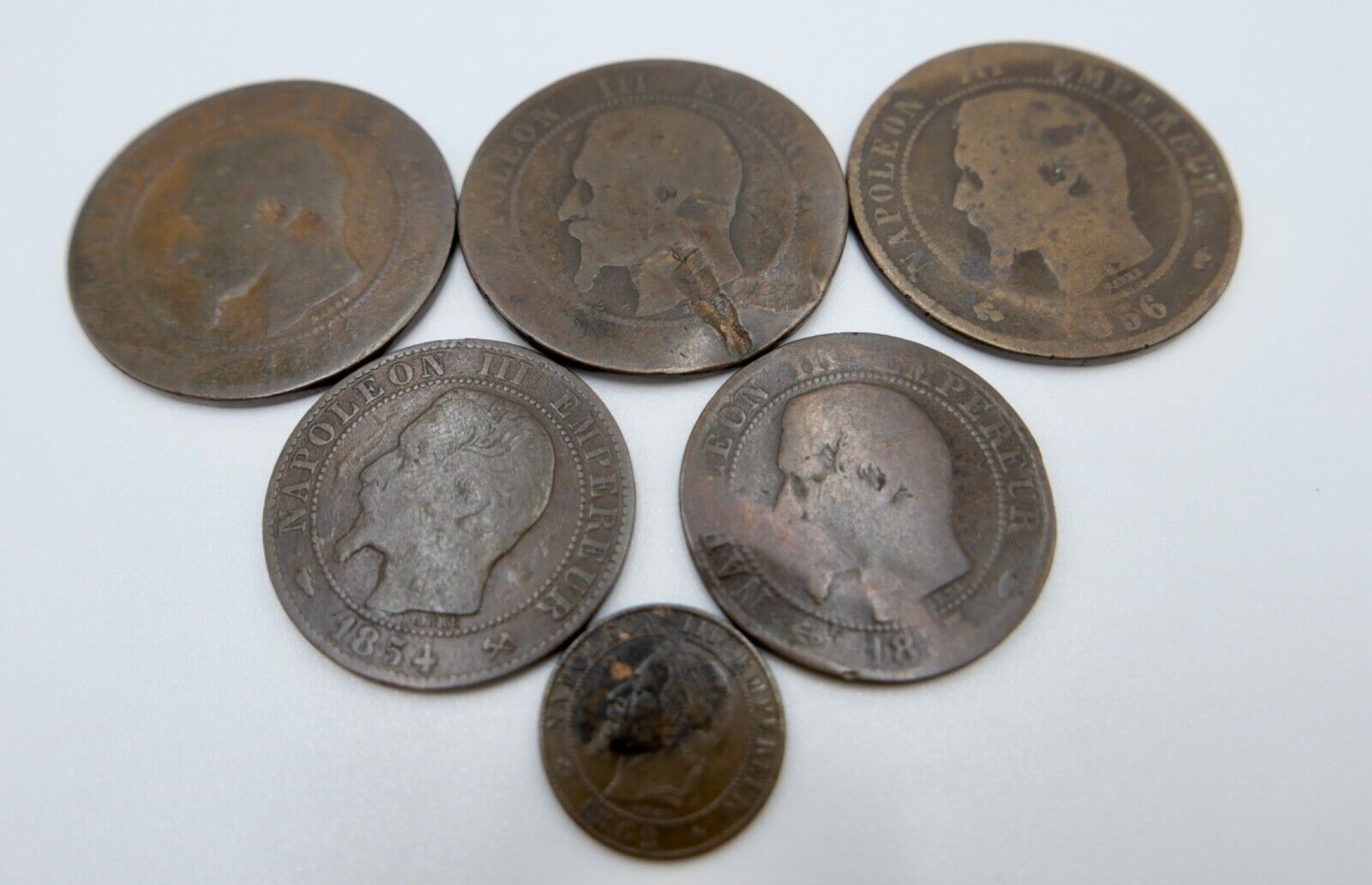 Lot Posten Frankreich Napoleon III 1854-1862 on Cinq Dix 1 5 10 Centimes - Antikhandel-Stuttgart