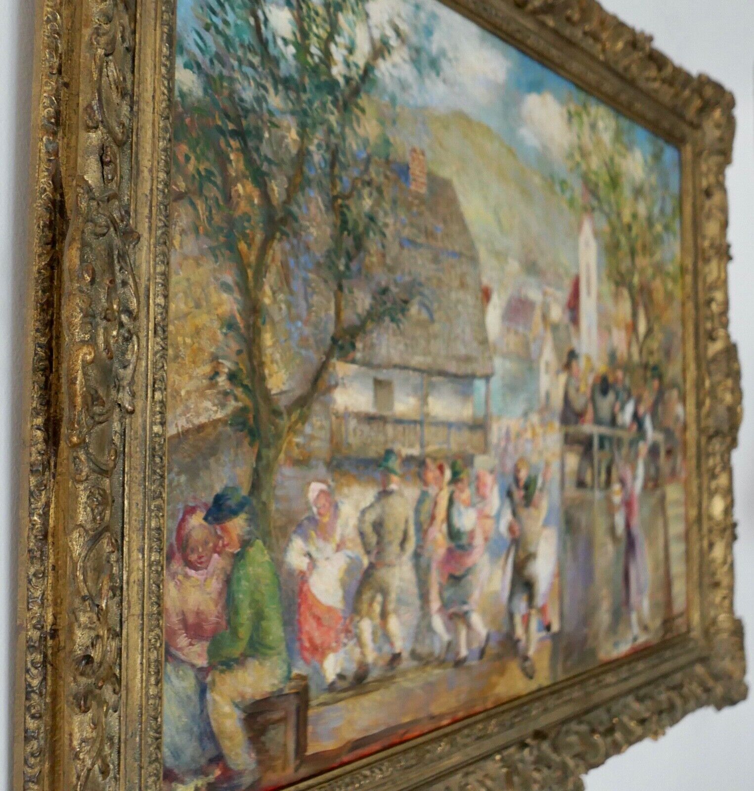 Ölgemälde " Erhard Amadeus Dier " (1893-1969) Wien BAUERNTANZ 95x75cm 1930-40er - Antikhandel-Stuttgart