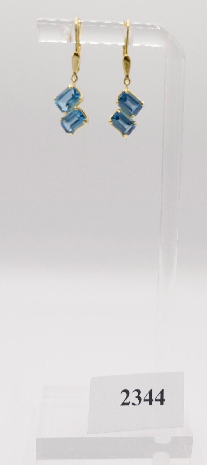 1990er Jahre Blau TOPAS TOPAZ 750 18K Gelbgold GOLD Ohrhänger Ohrringe 3,28 Ctw - Antikhandel-Stuttgart