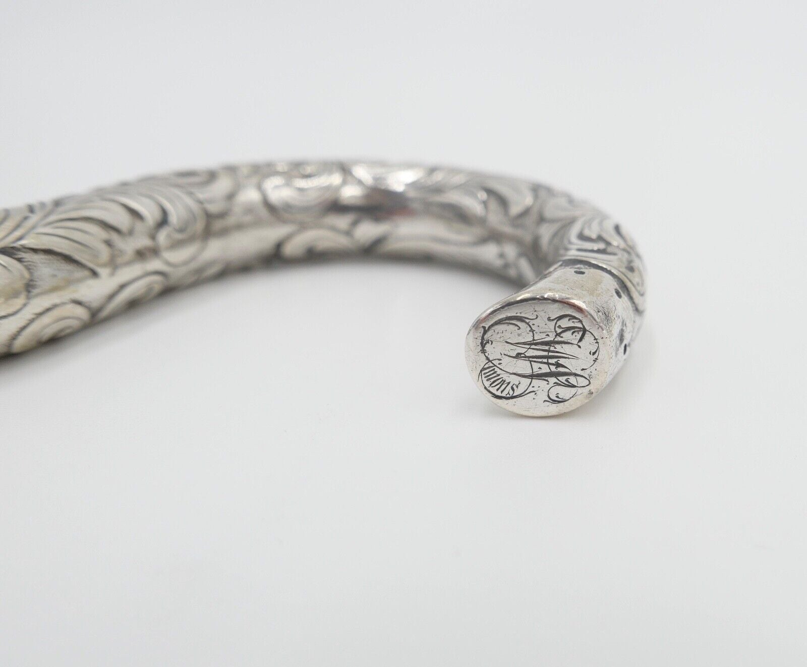 um 1900 Jugendstil Flanierstock Griff 800 Silber Monogramm JW mit Meistermarke - Antikhandel-Stuttgart