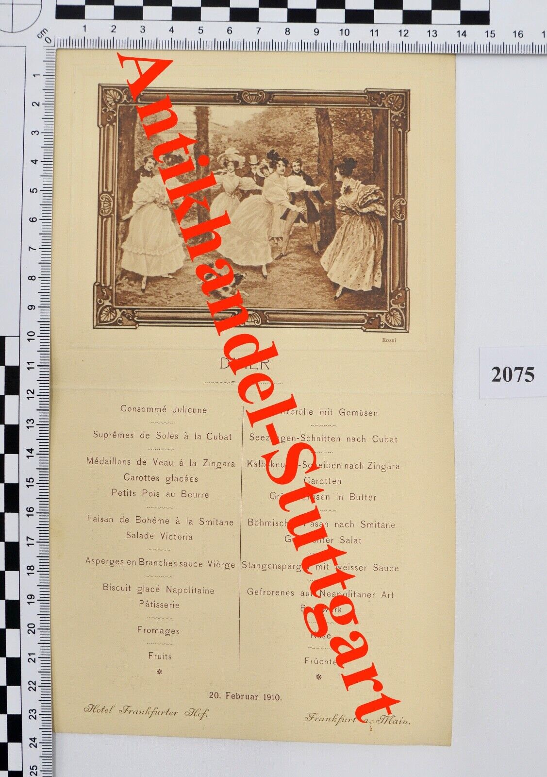 Antike DINER Menükarte Speisekarte Hotel Frankfurter Hof 1910 Frankfurt am Main - Antikhandel-Stuttgart