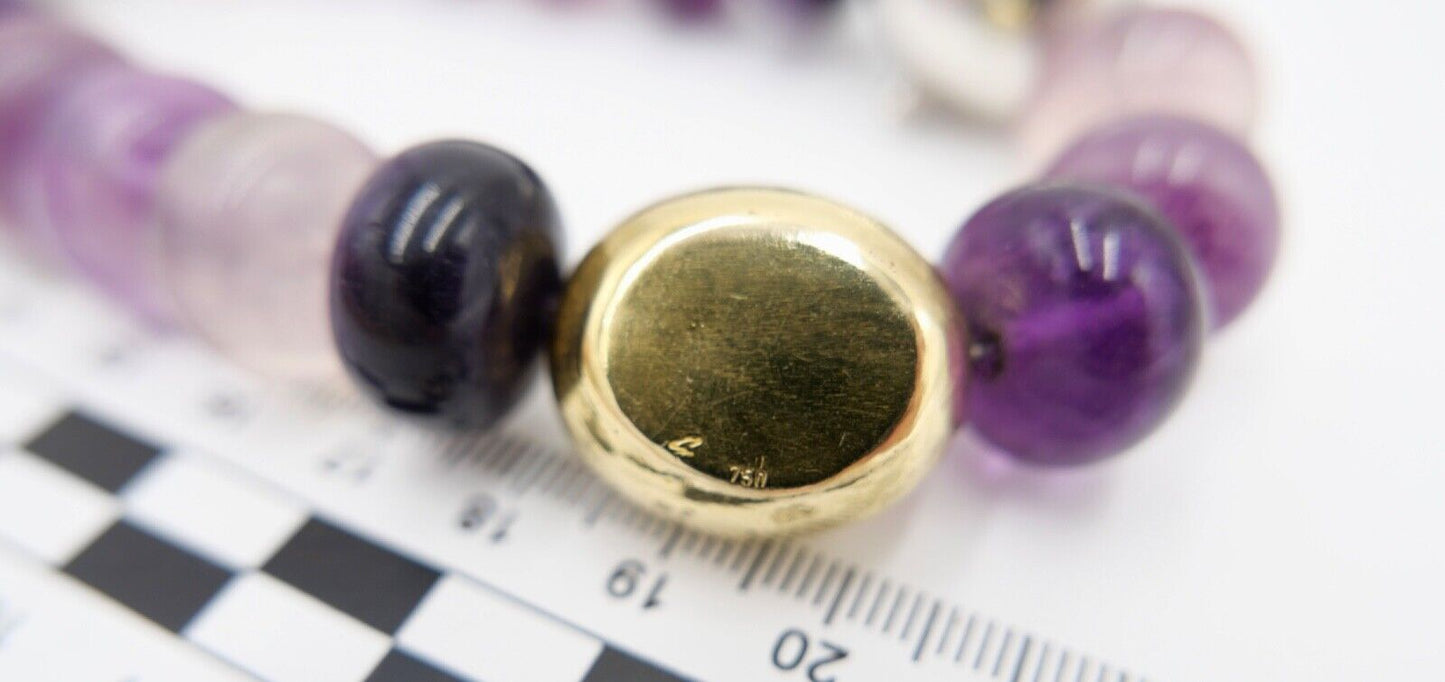 Amethyst Armband 925 Silber & 750 Gold Elementen LANGER Magnet Verschluss - Antikhandel-Stuttgart