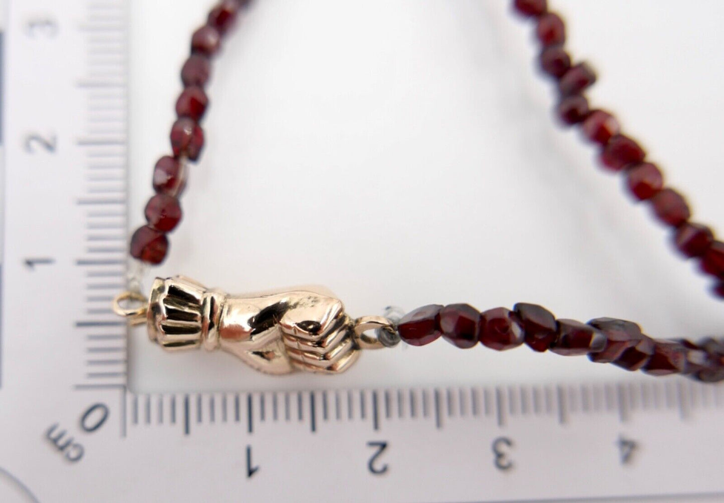 Altes Collier / Kette 88cm Rotgold 585 14K Gold mit Granat - Antikhandel-Stuttgart