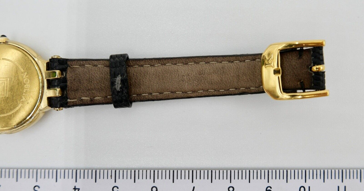 90er Jahre Noblia Damen Armbanduhr 5420-F41434 Y Quartz vergoldet Lederband - Antikhandel-Stuttgart