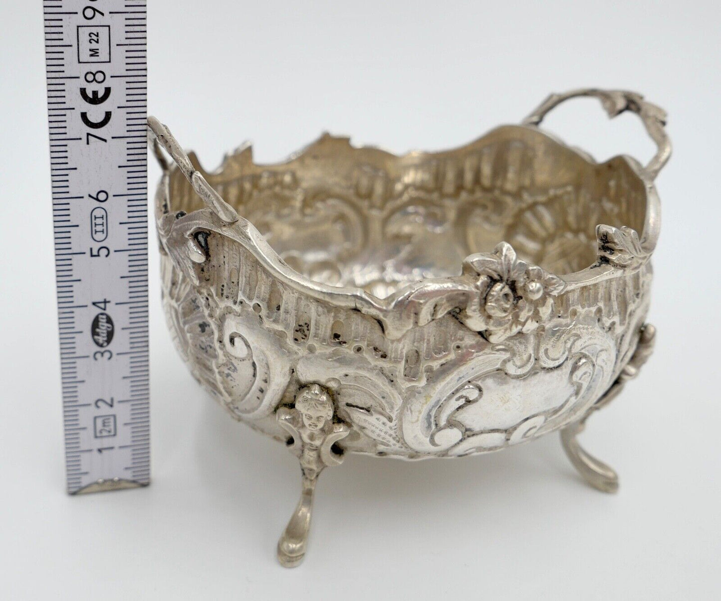 Alter Jugendstil Zucker Behälter Konfektschale 800 - 900 Silber 10x8 cm - Antikhandel-Stuttgart