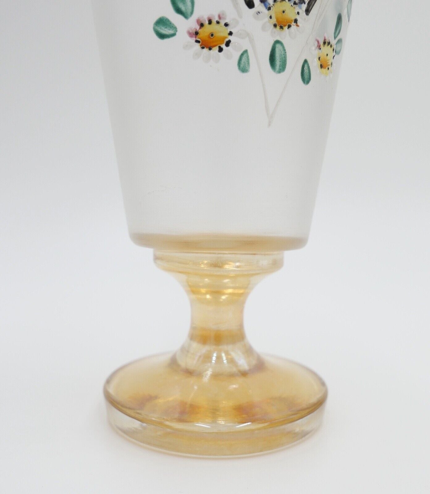 antik Glas / Becher handbemalt zum Andenken 15 cm hoch Gedenkglas - Antikhandel-Stuttgart