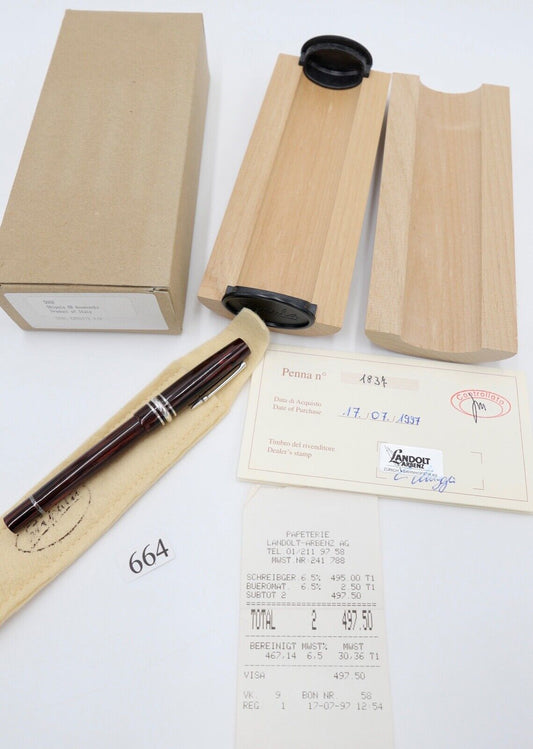 NEUwertig OVP 1997 Vintage 5002 STIPULA RB Novecento Oval Ebonite R/B Woodgrain - Antikhandel-Stuttgart