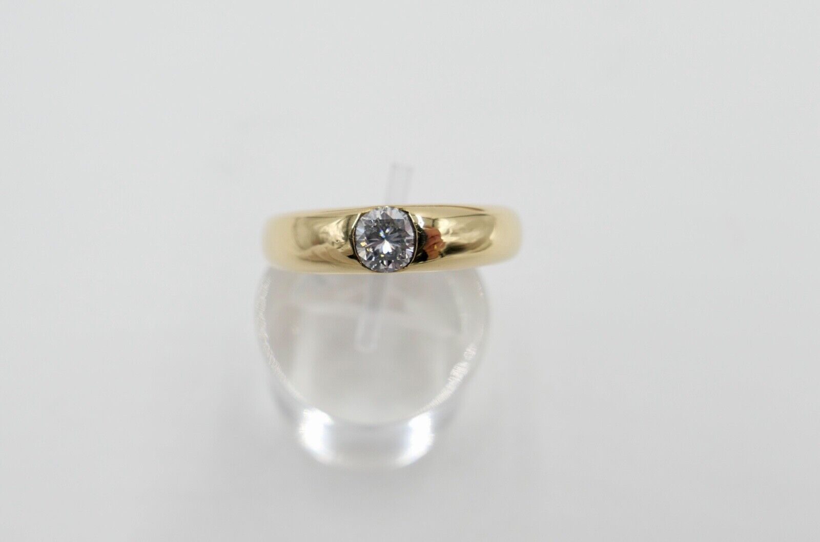 Massiver Solitär Gelbgold Damen Brillant Ring 0,46 Ct 750 18K Gr.59 SI - E - Antikhandel-Stuttgart