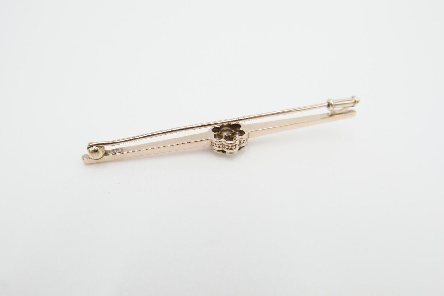 30er Jahre Brosche Bajonettverschluß 62mm 585 Rotgold Übergangsschliff Diamant - Antikhandel-Stuttgart