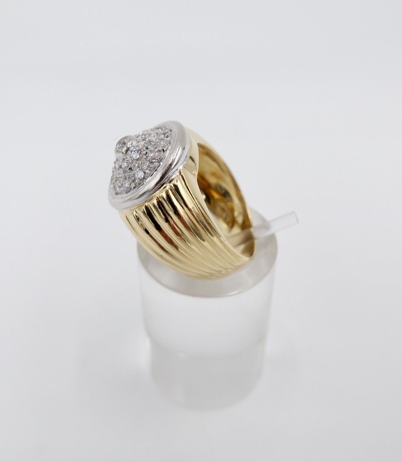80er Jahre Goldring MASSIV Damenring Statement Ring Gold 750 18K Zirkonia Gr. 59 - Antikhandel-Stuttgart