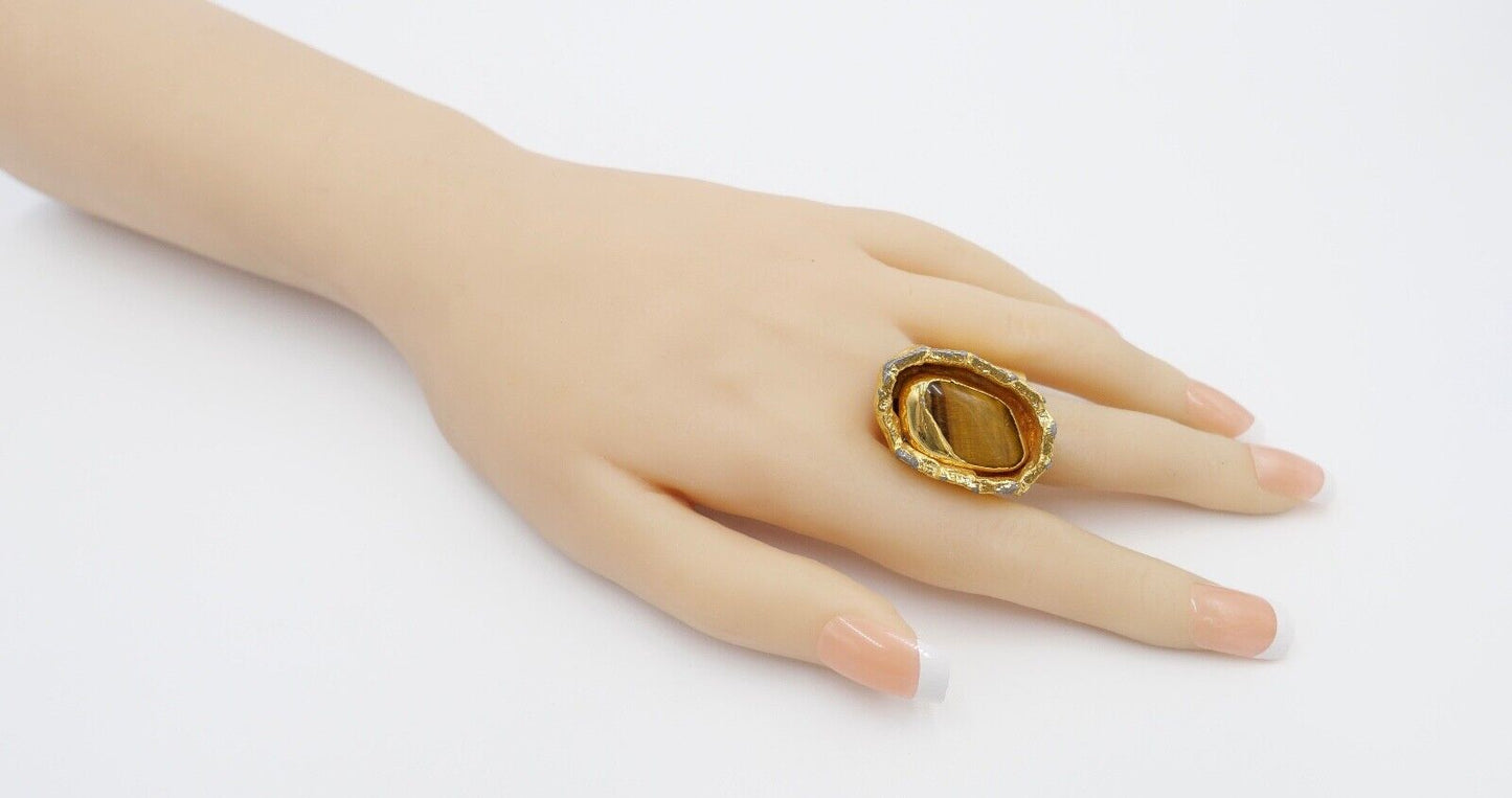 J. Hull - Jacob Hull Ring vergoldet mit Tigerauge - Antikhandel-Stuttgart