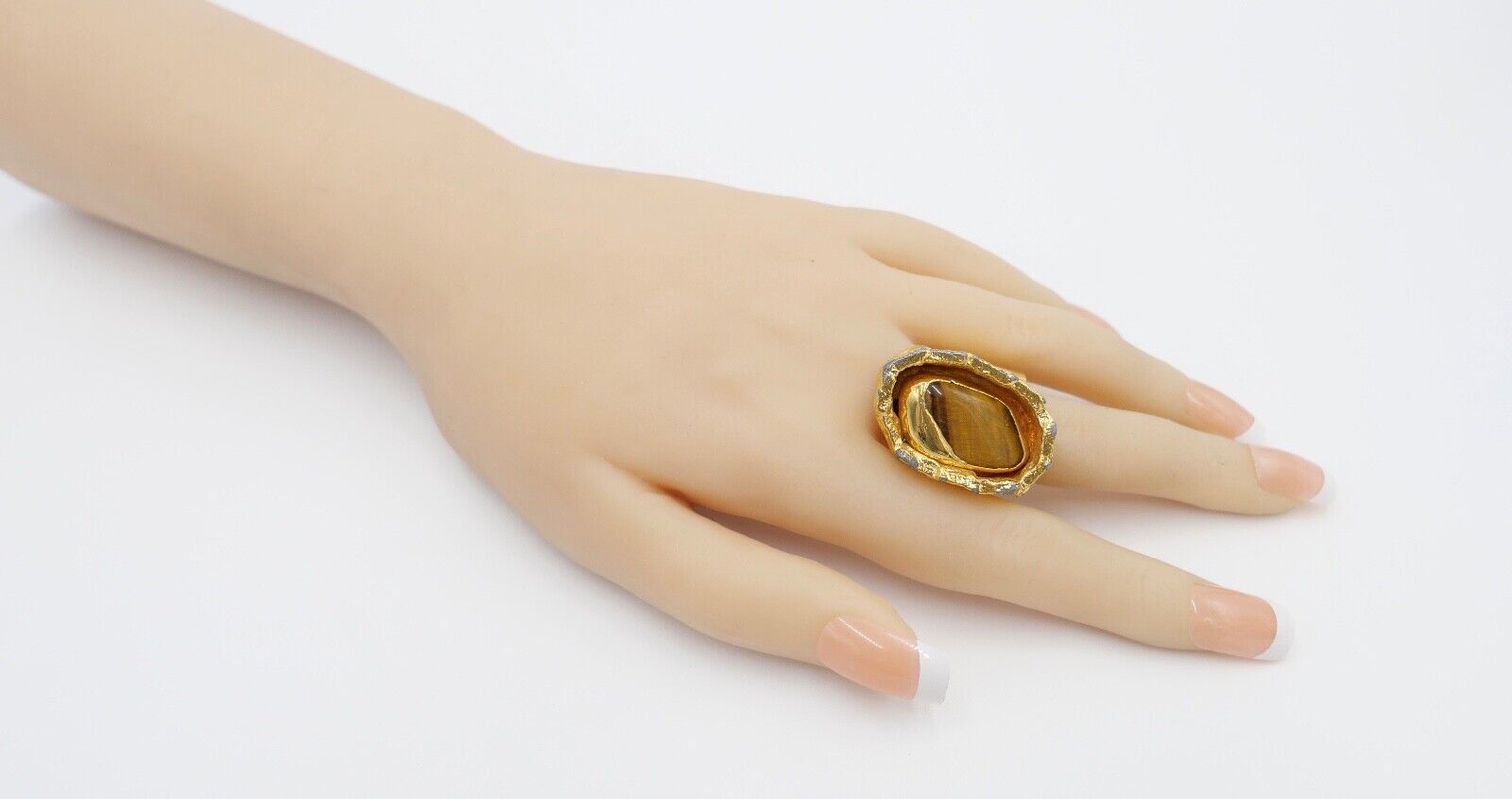 J. Hull - Jacob Hull Ring vergoldet mit Tigerauge - Antikhandel-Stuttgart