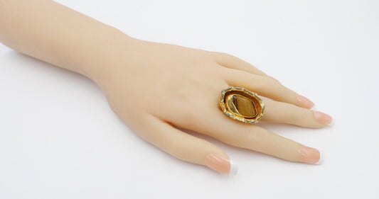 J. Hull - Jacob Hull Ring vergoldet mit Tigerauge - Antikhandel-Stuttgart