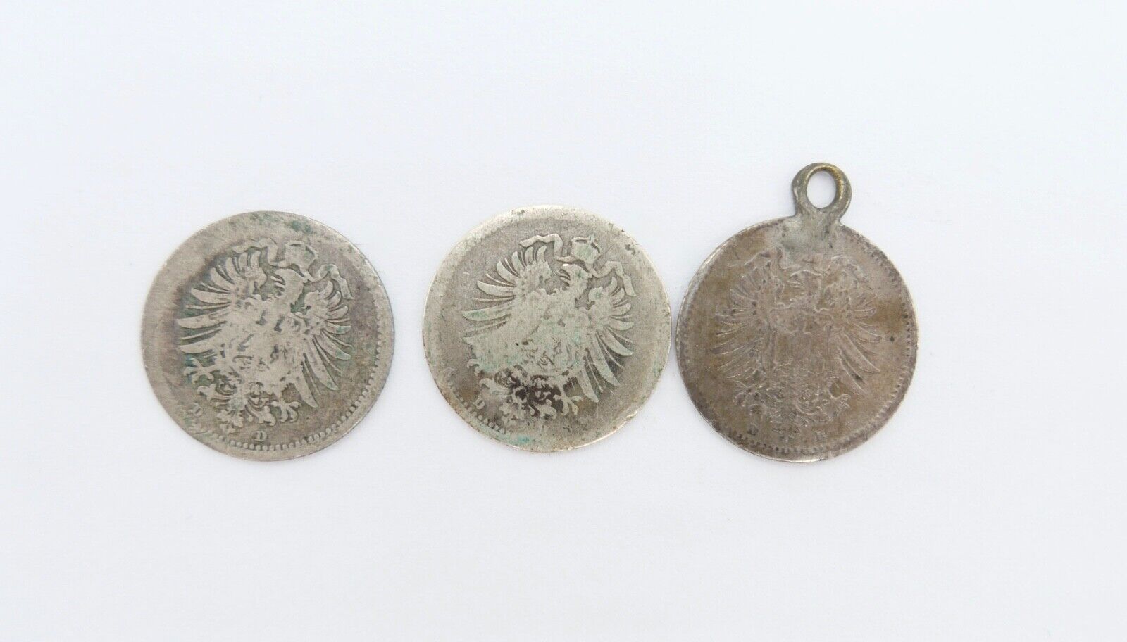 3x 20 Pfennig Kaiserreich 1873 D & 2x 1874 D Jäger J.5 s-ss schön - sehr schön - Antikhandel-Stuttgart