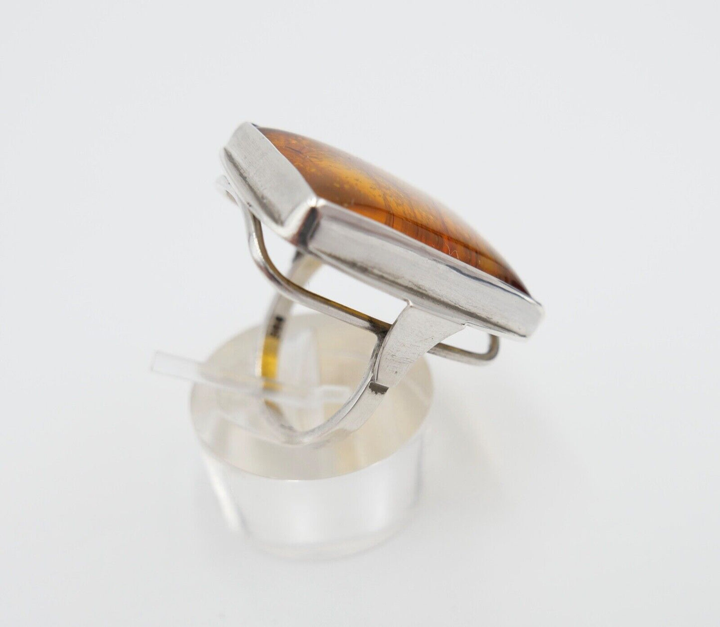 Bernstein Handarbeit Designer Ring Gr. 57 Silber 900 - Antikhandel-Stuttgart