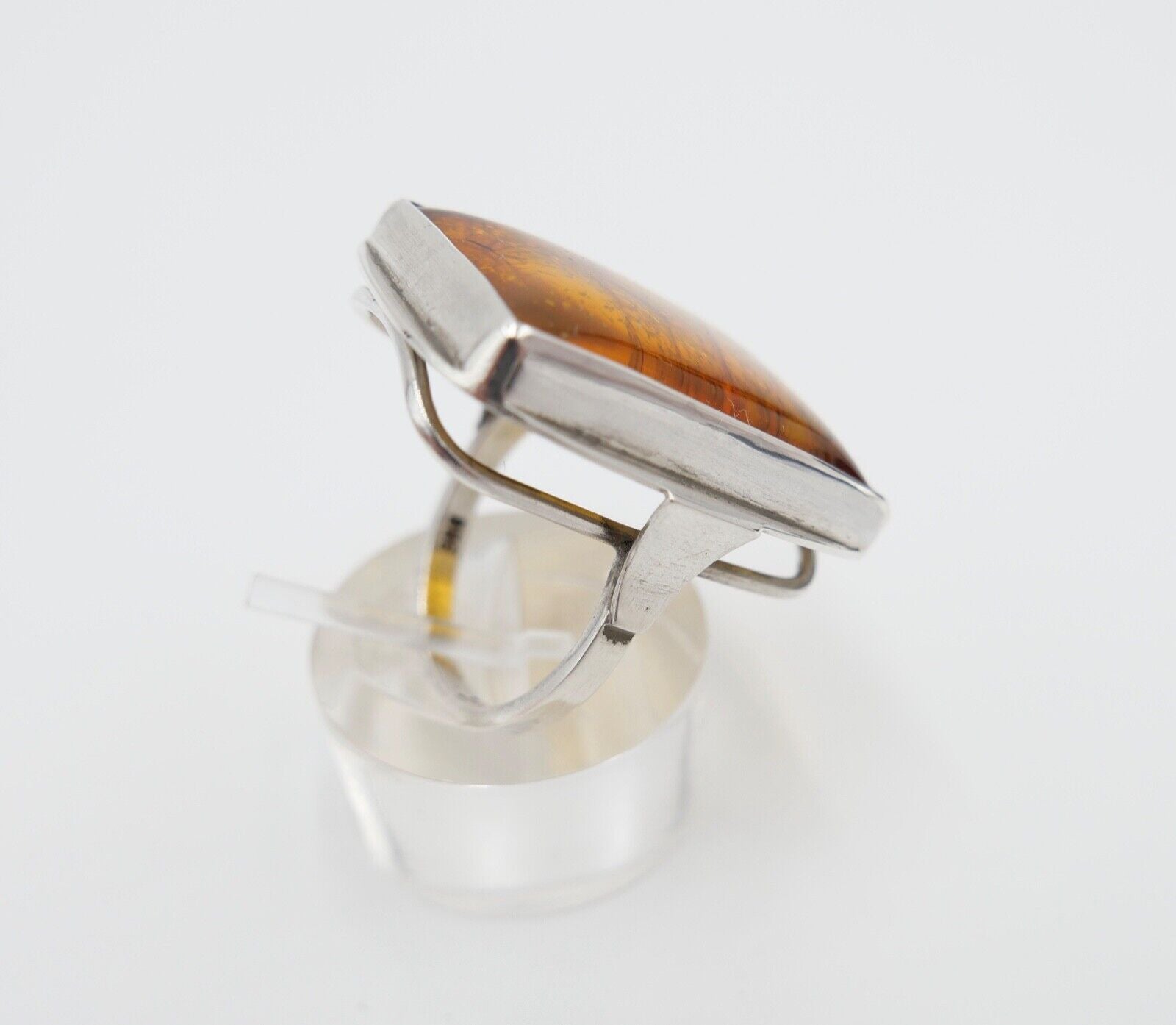 Bernstein Handarbeit Designer Ring Gr. 57 Silber 900 - Antikhandel-Stuttgart