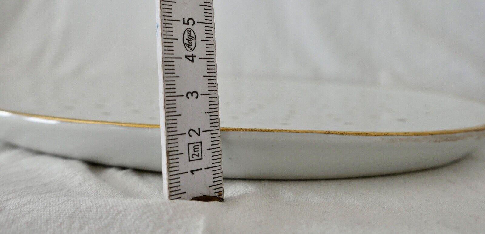 Seltene Meissen Loch Platte Tablett Weiß mit Goldrand 42x27 cm Knaufzeit 1. Wahl - Antikhandel-Stuttgart