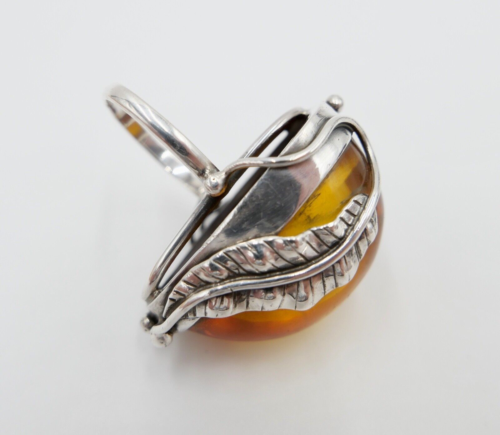 Bernstein Handarbeit Designer Ring Gr. 57 Silber 925 - Antikhandel-Stuttgart