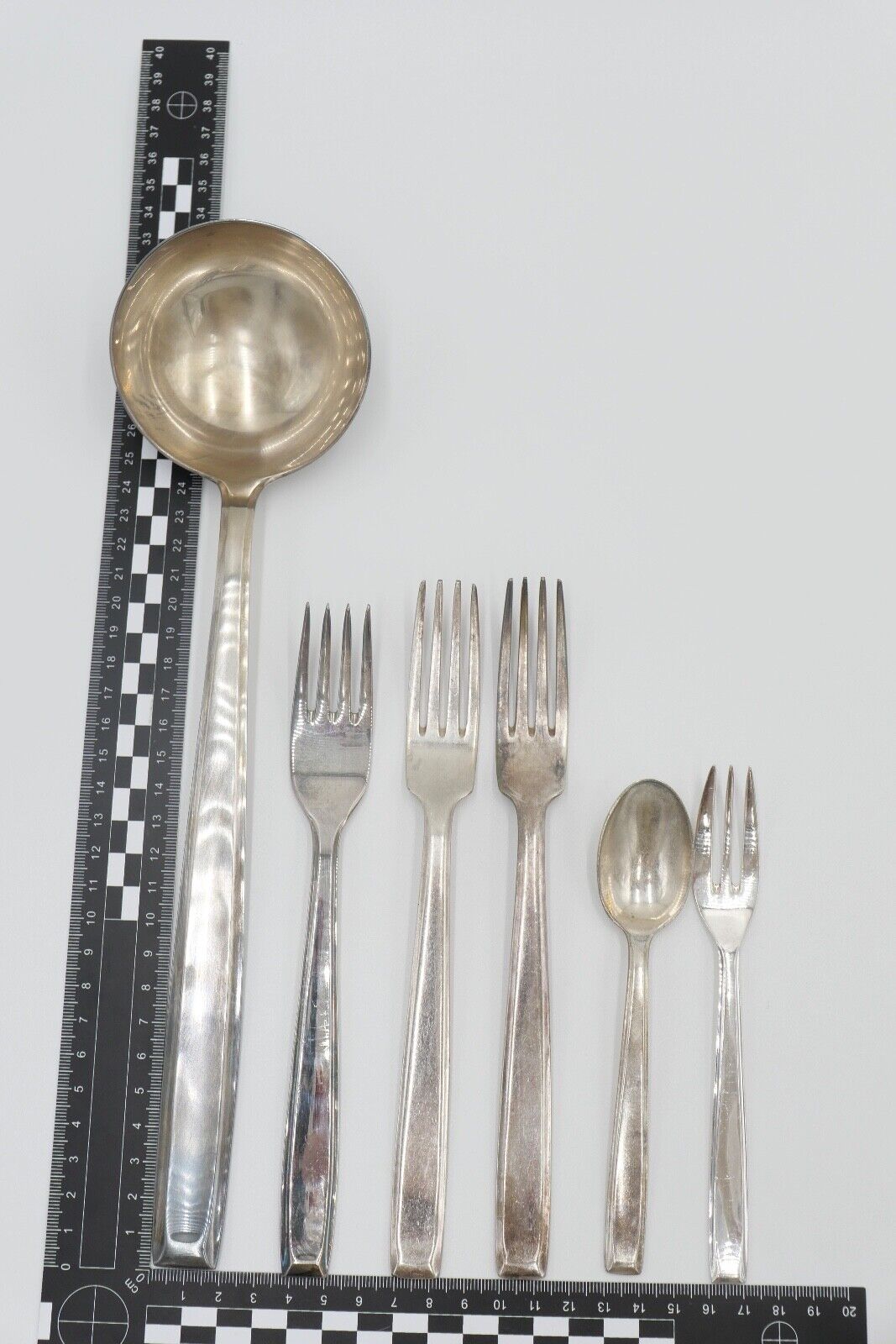 6 Tlg Philipp Häusler um 1930 Besteck " Europa " Modeln. 2800 90er Silber - Antikhandel-Stuttgart