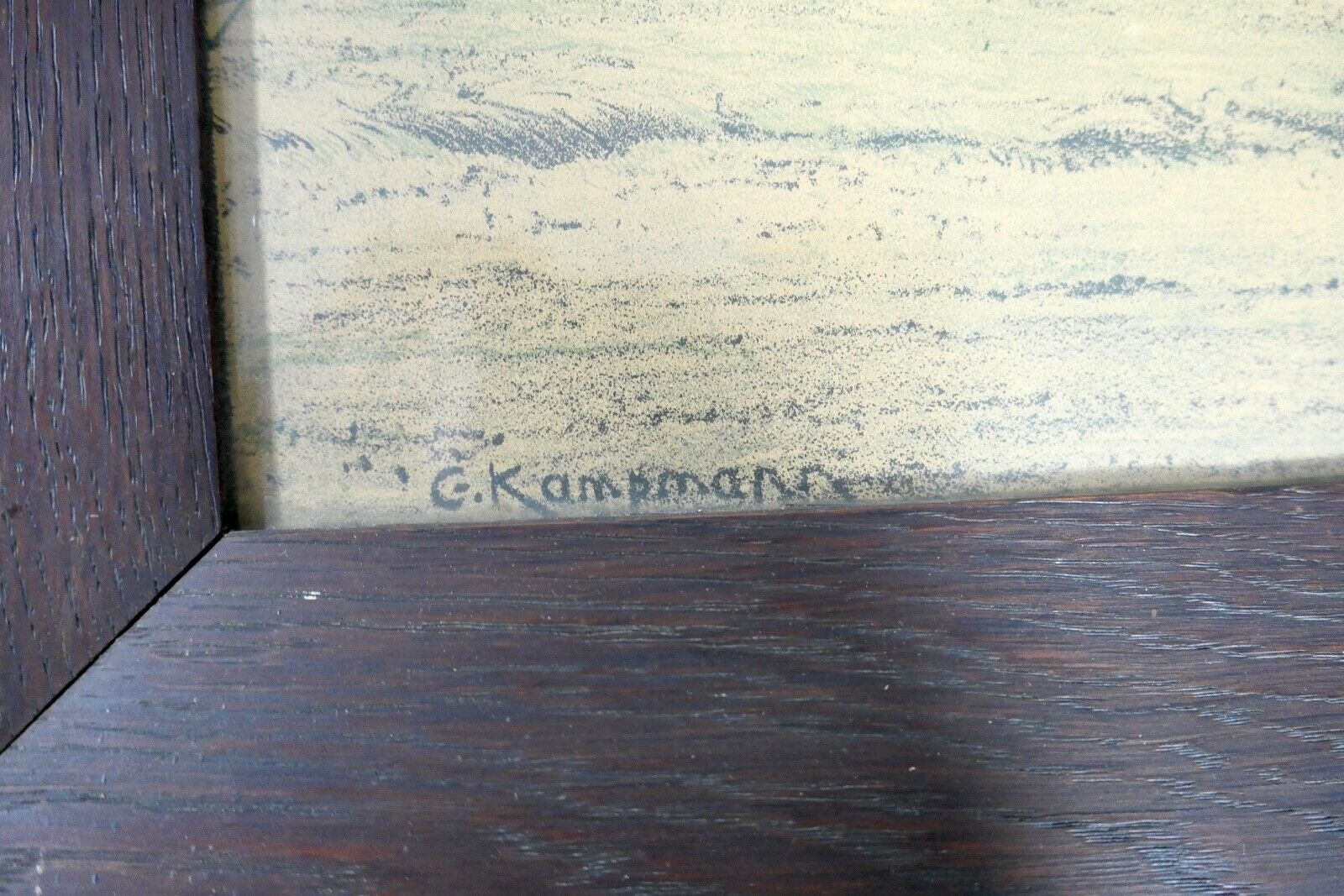 GUSTAV KAMPMANN 1859 - 1917 Farb - Lithographie " am Waldesrand " signiert - Antikhandel-Stuttgart