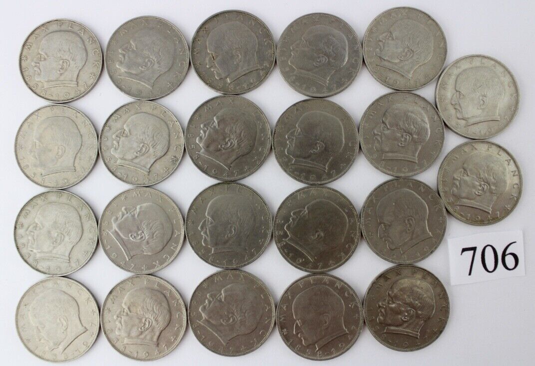 22x 2 DM Mark MAX PLANCK 1957 - 1971 Jäger J. 392 1957 1958 1959 - Antikhandel-Stuttgart