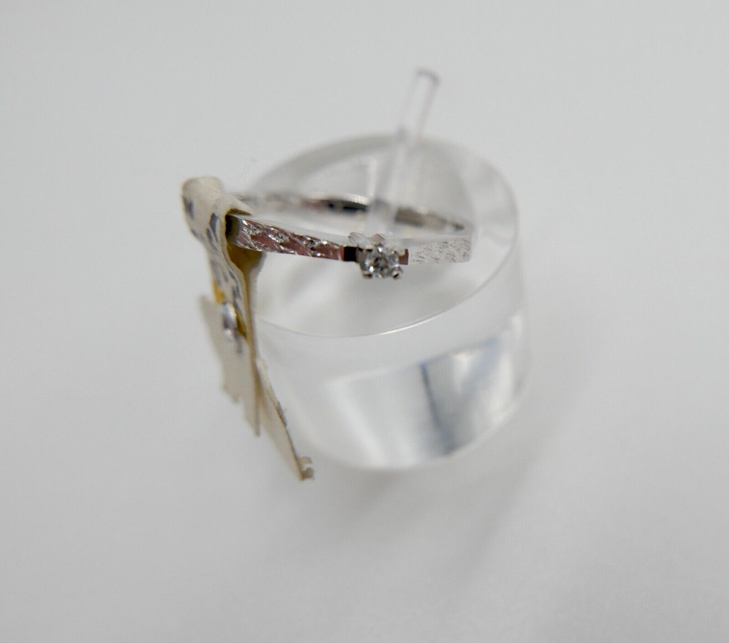 - NEU - 90er Jahre Solitär Ring Weißgold Gold 585 14K Brillant 0,03 Ct Gr. 53 54 - Antikhandel-Stuttgart