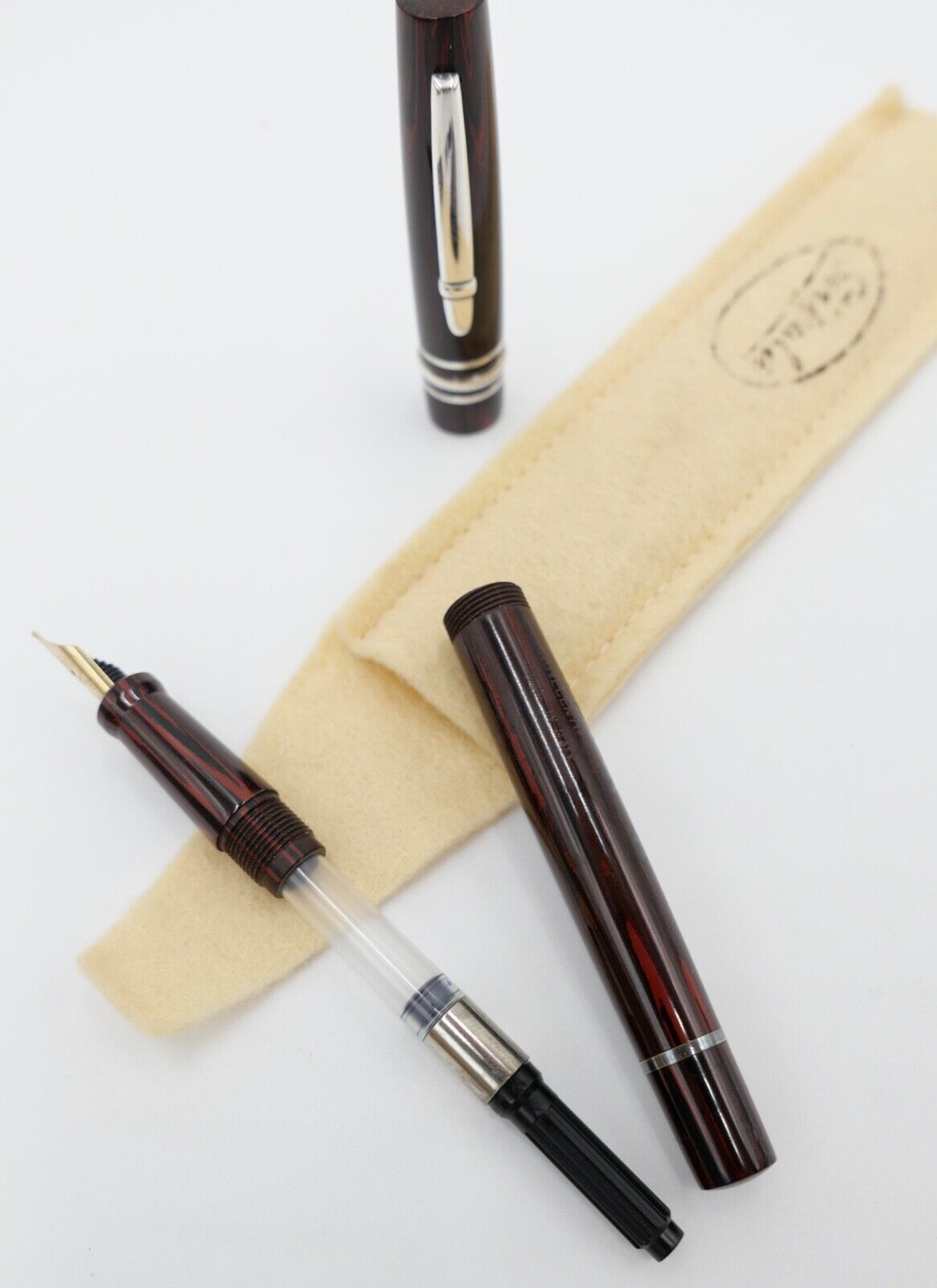 NEUwertig OVP 1997 Vintage 5002 STIPULA RB Novecento Oval Ebonite R/B Woodgrain - Antikhandel-Stuttgart