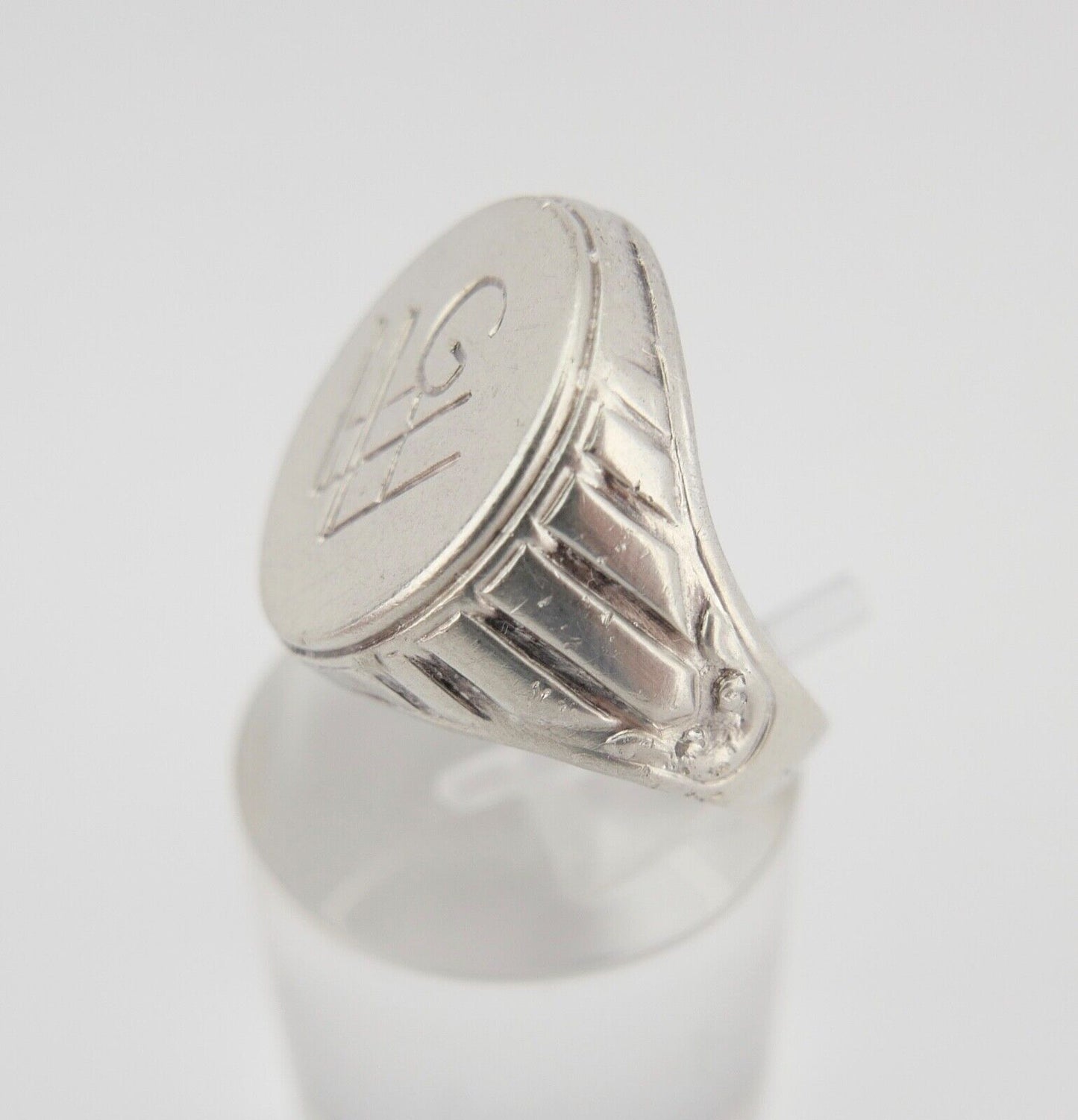 Alter Art Deco Siegelring Herrenring Monogramm GW/WG 835 Silber um 1930 Gr.54 - Antikhandel-Stuttgart