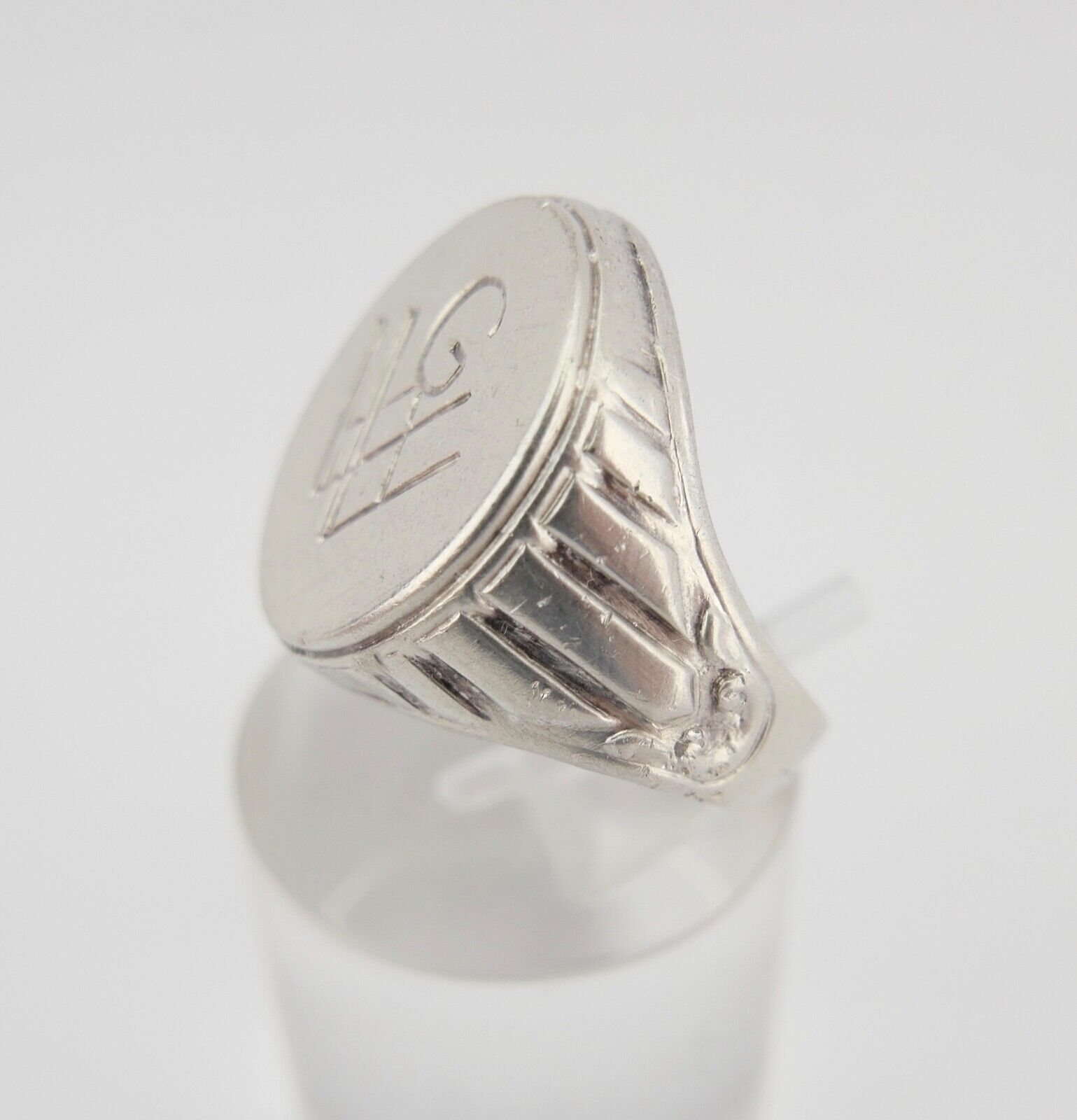 Alter Art Deco Siegelring Herrenring Monogramm GW/WG 835 Silber um 1930 Gr.54 - Antikhandel-Stuttgart