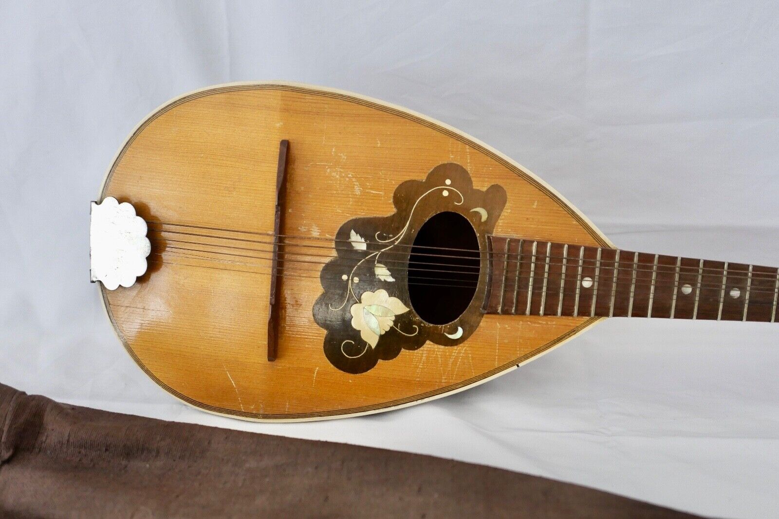 Rundbauch Zupfinstrument alte MARCELLI Mandoline 60 cm - Antikhandel-Stuttgart