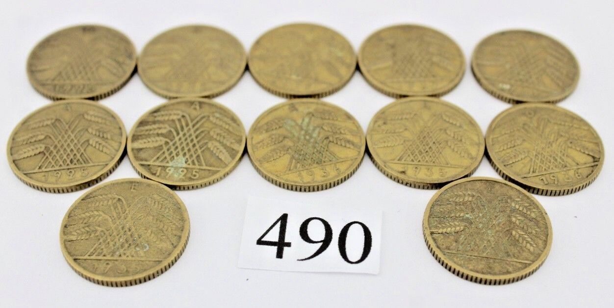 12x 10 Reichspfennig 1925 1929 1930 1932 1935 1936 Jäger J. 317 - Antikhandel-Stuttgart