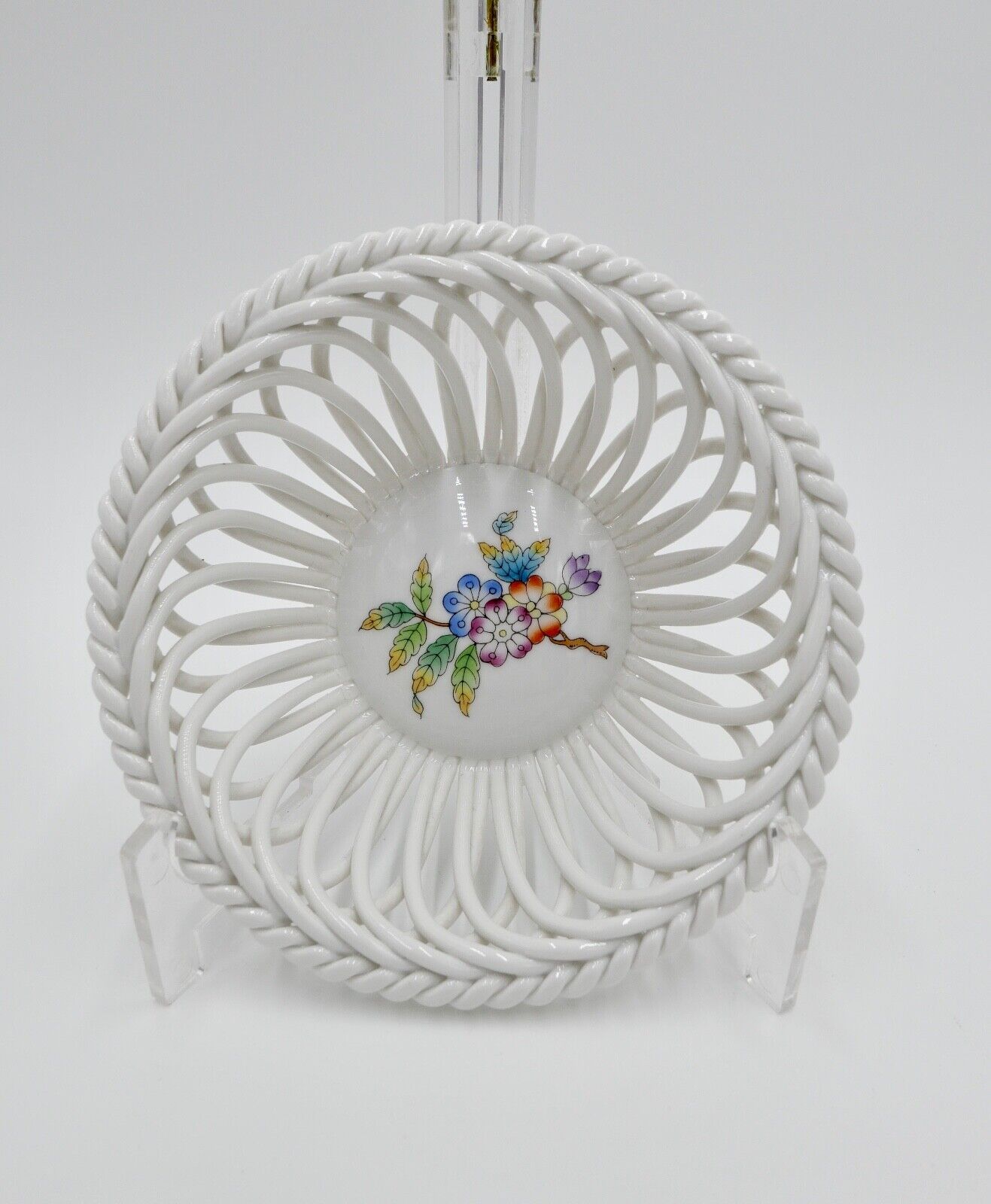 Herend Hungary Porzellan " Durchbruchschale " handbemalt kleines Körbchen 7371 - Antikhandel-Stuttgart