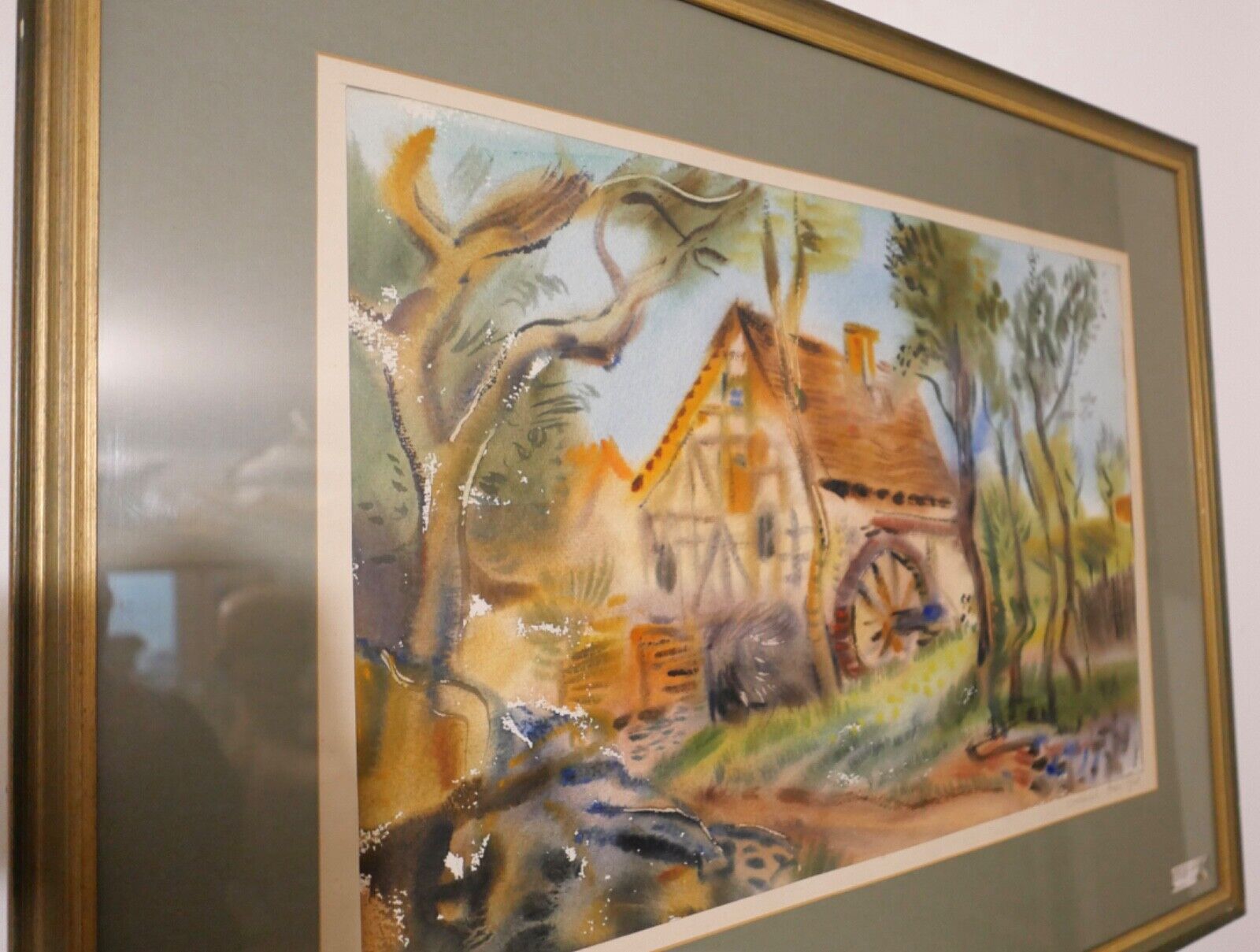 Aquarell sign " Wilfried Otto " 78x61cm um 1938 Pfälzer Maler Hütte Wald - Antikhandel-Stuttgart