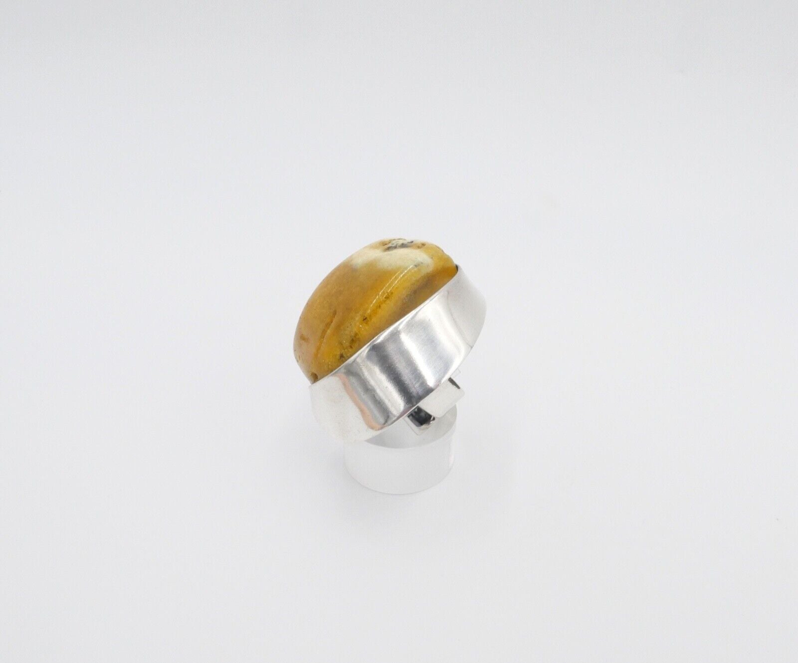 80er Jahre Designer Ring Bernstein Silber 925 Gr. 60 Frauenkopf G Danzig Polen - Antikhandel-Stuttgart