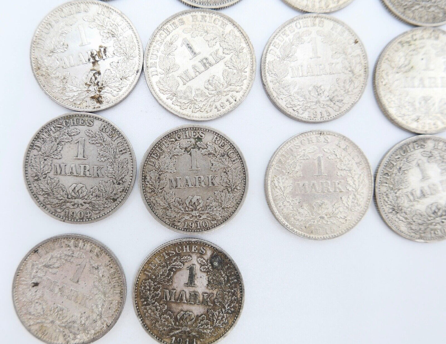 14x 1 Mark Kaiserreich 1903-1915 Jäger J.17 VZ-STG Vorzüglich - Stempelglanz - Antikhandel-Stuttgart