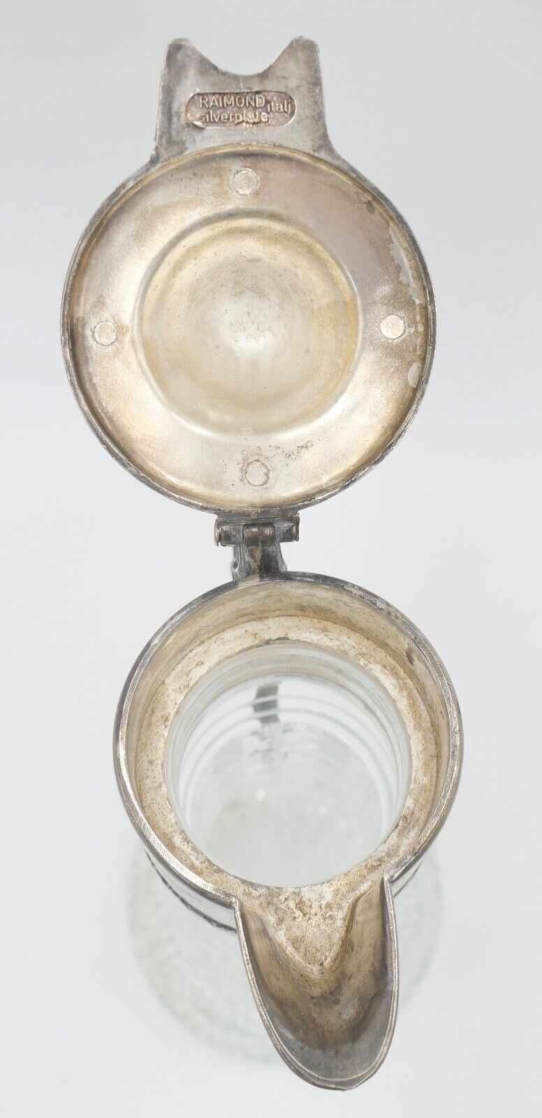 50er Jahre Karaffe RAIMOND versilbert made in Italy Glas Italien - Antikhandel-Stuttgart