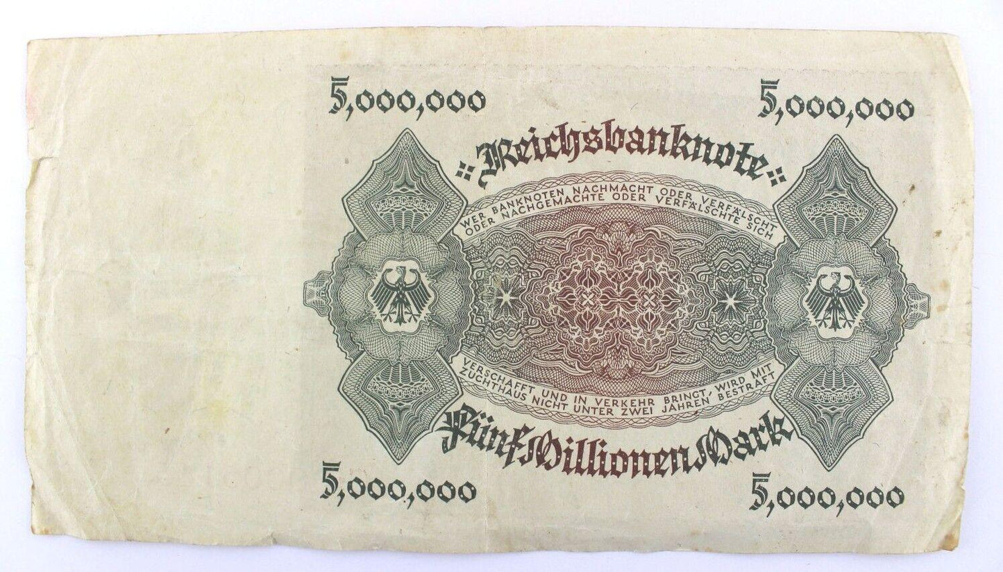 Ro. 88 Banknote 5 Millionen Mio Mark 1923 old Bill niedrige Seriennummer - Antikhandel-Stuttgart