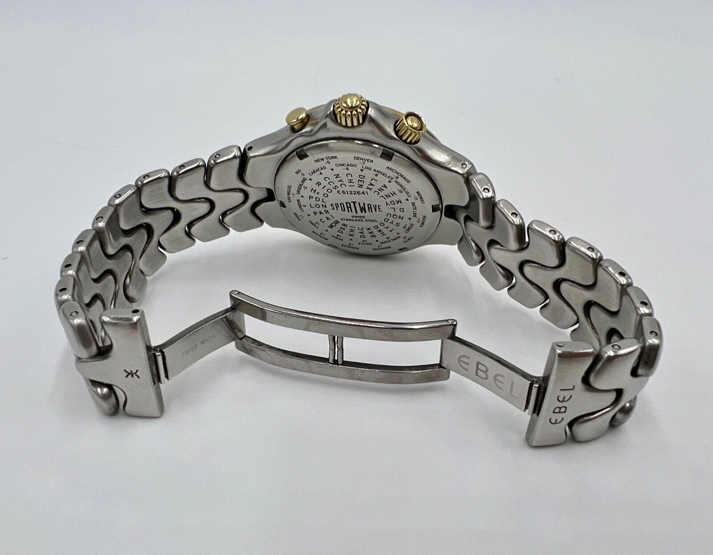 Vintage EBEL Sportwave Meridian GMT Ø40 mm Stahl 750 / 18K Gold Model 6122641 - Antikhandel-Stuttgart