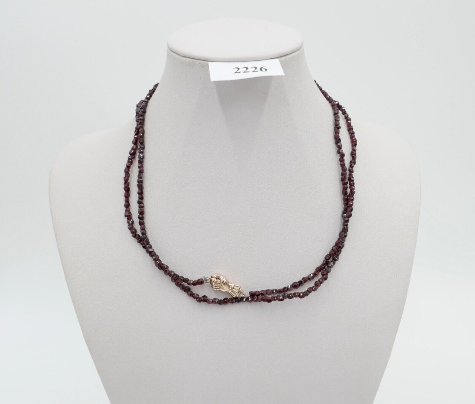 Altes Collier / Kette 88cm Rotgold 585 14K Gold mit Granat - Antikhandel-Stuttgart